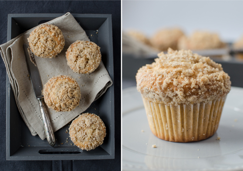 Lovely Cinnamon Cardamom Apple Muffins with Calvados and cardamom apple filling, topped with a spicy streusel. We love them and I hope you will too!